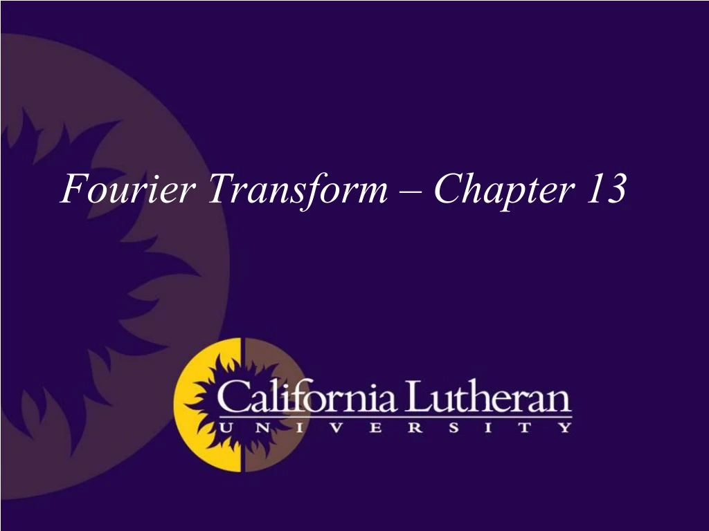 fourier transform chapter 13