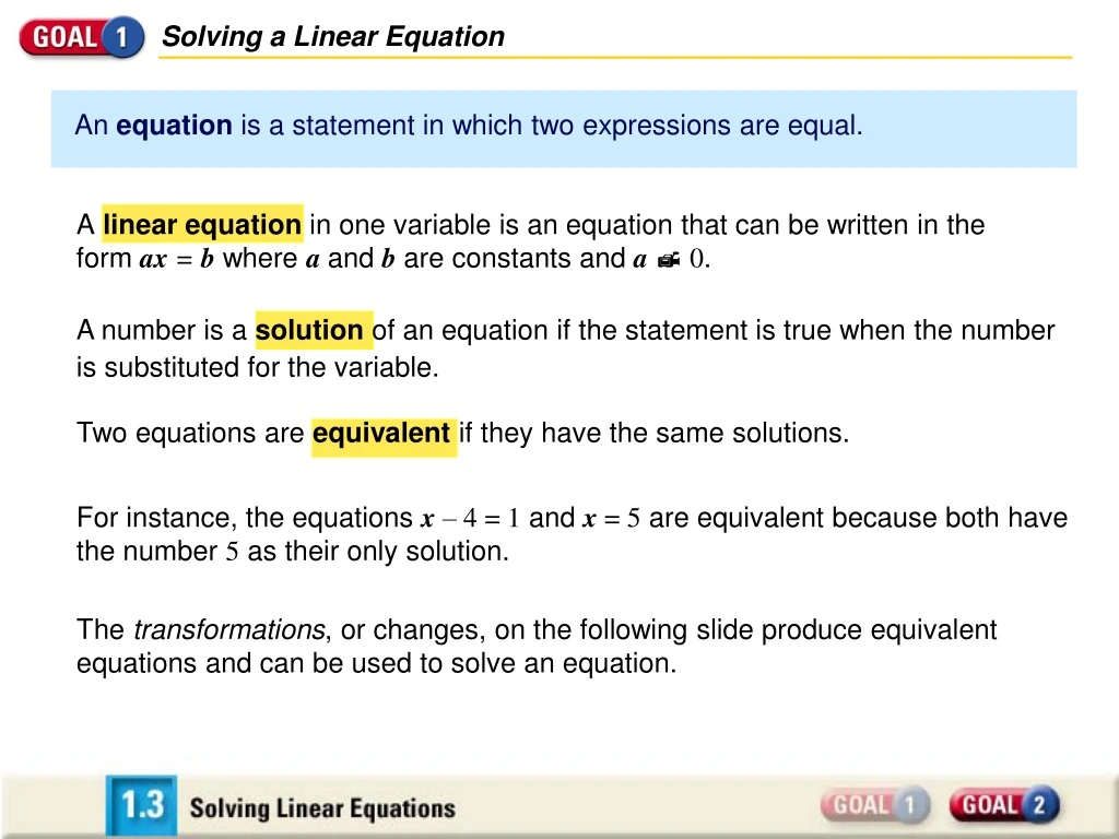 solving a linear equation