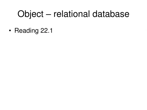 Object – relational database