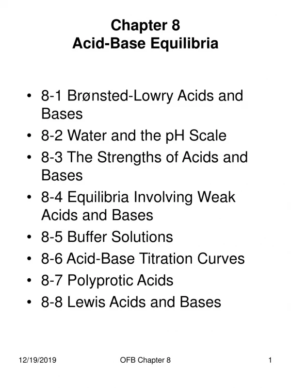 Chapter 8 Acid-Base Equilibria
