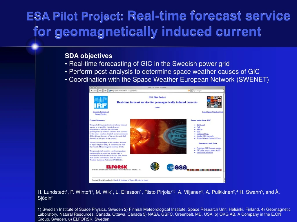 esa pilot project real time forecast service for geomagnetically induced current