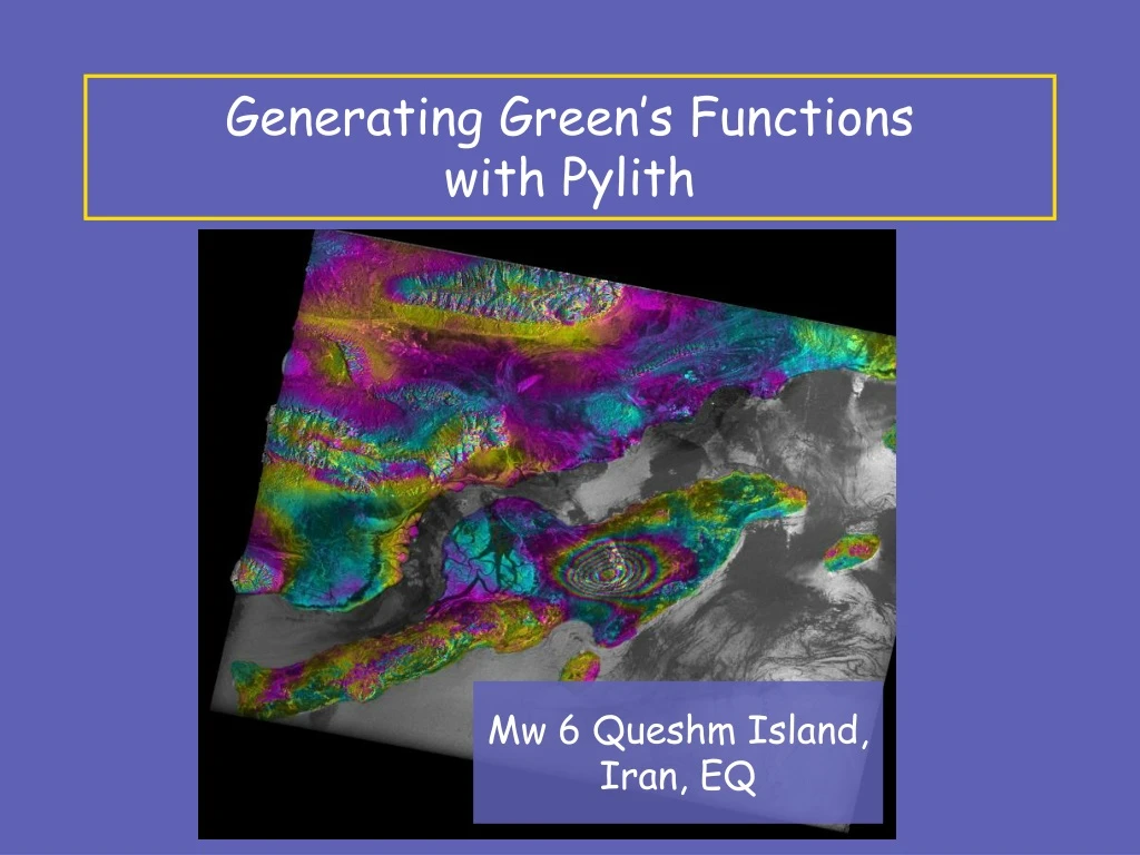generating green s functions with pylith