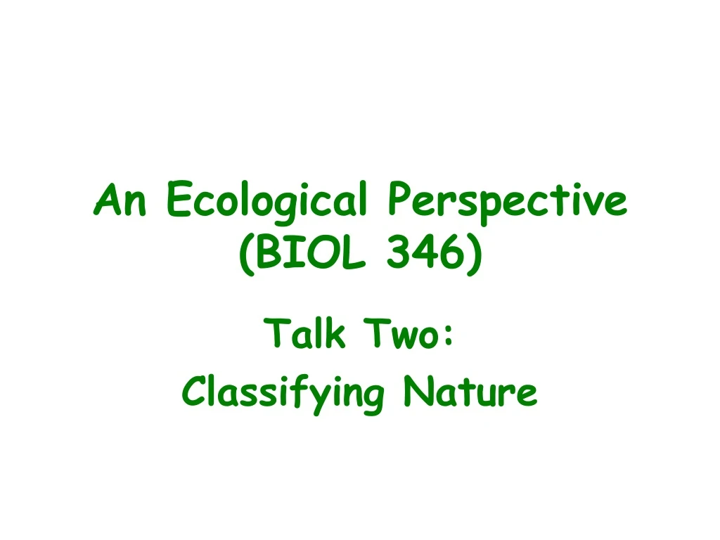 an ecological perspective biol 346
