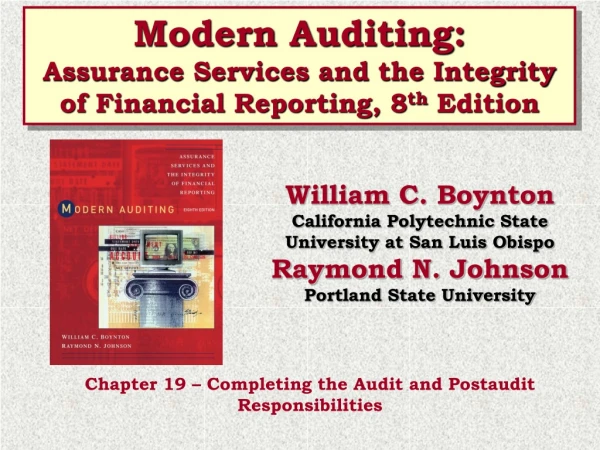 Modern Auditing: Assurance Services and the Integrity of Financial Reporting, 8 th  Edition