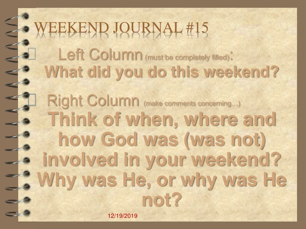 weekend journal 15