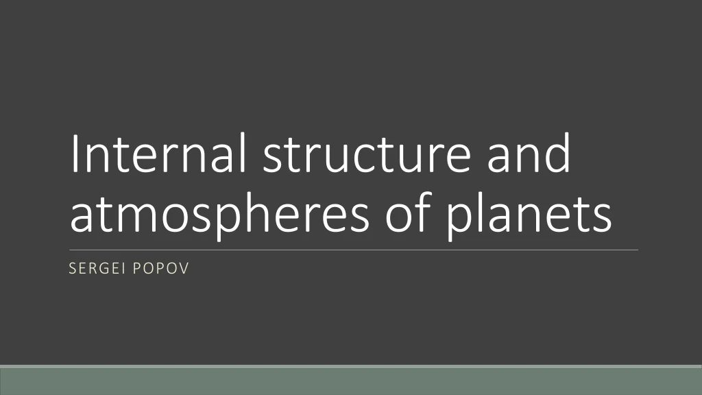 internal structure and atmospheres of planets