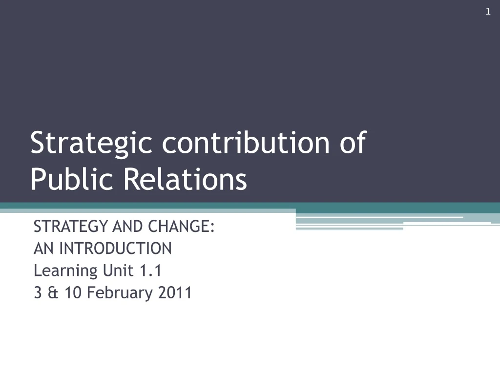 strategic contribution of public relations