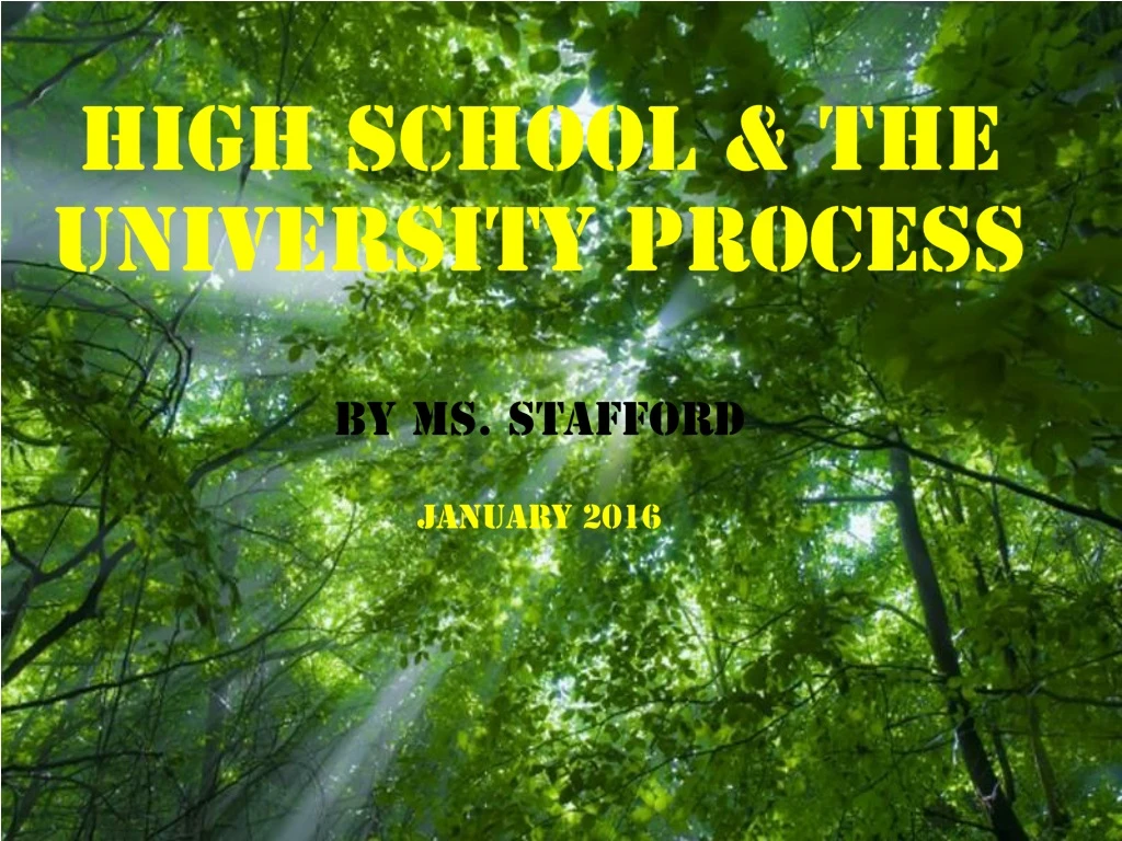 high school the university process by ms stafford