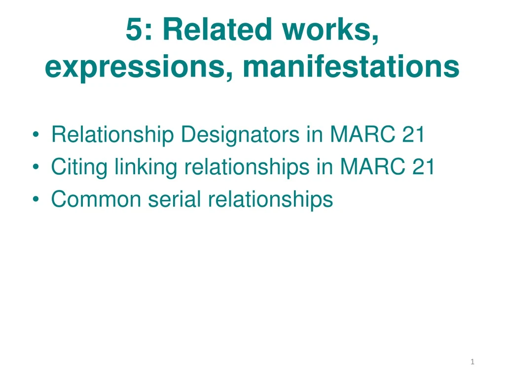 5 related works expressions manifestations