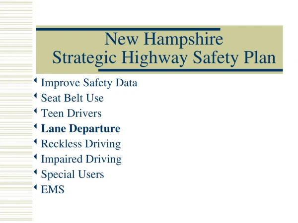 New Hampshire Strategic Highway Safety Plan