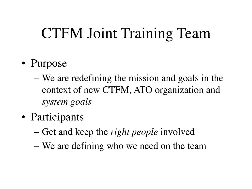 ctfm joint training team