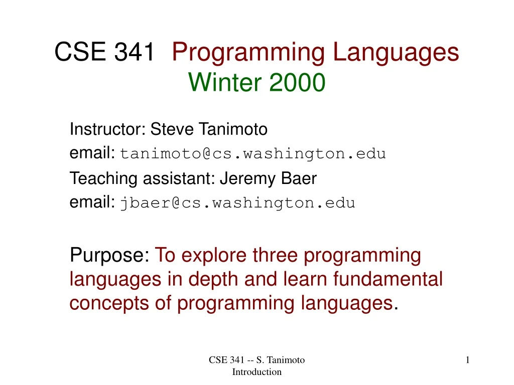 cse 341 programming languages winter 2000
