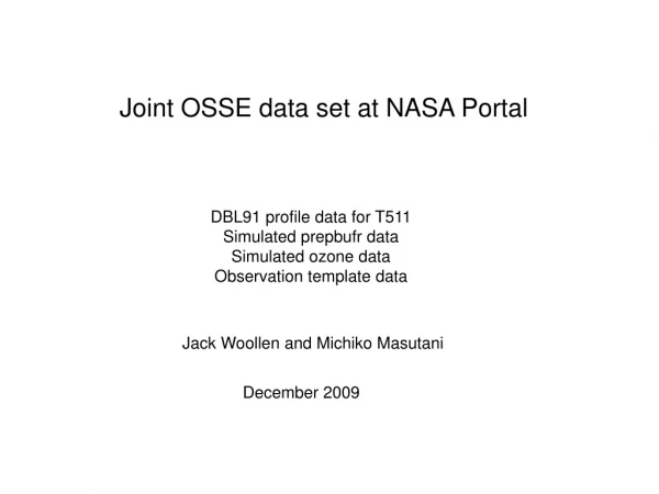 Joint OSSE data set at NASA Portal