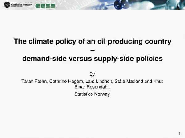 The climate policy of an oil producing country –  demand-side versus supply-side policies
