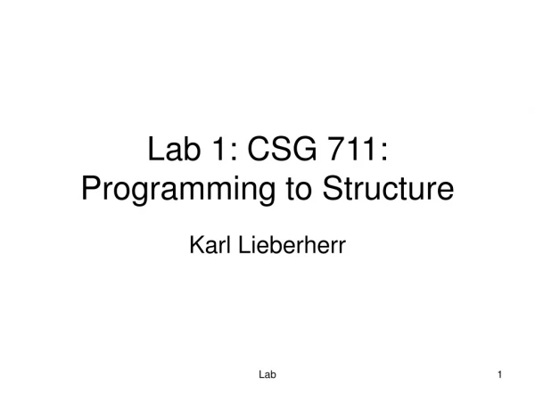 Lab 1: CSG 711: Programming to Structure