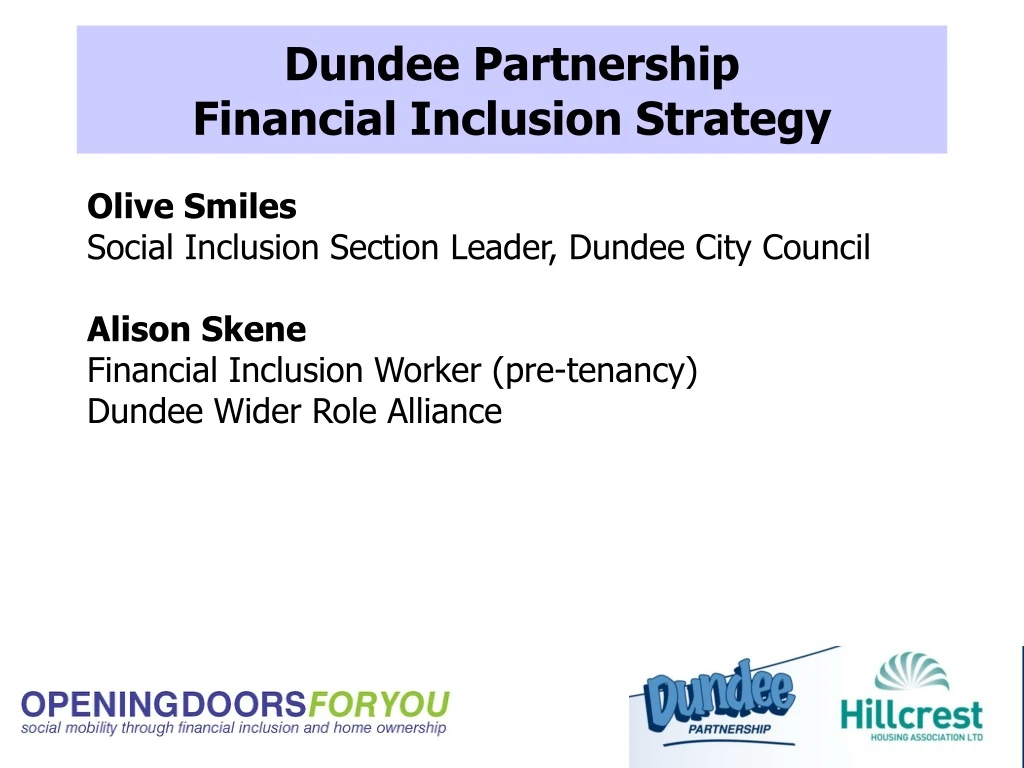 dundee partnership financial inclusion strategy