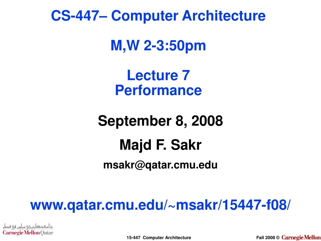 cs 447 computer architecture m w 2 3 50pm lecture