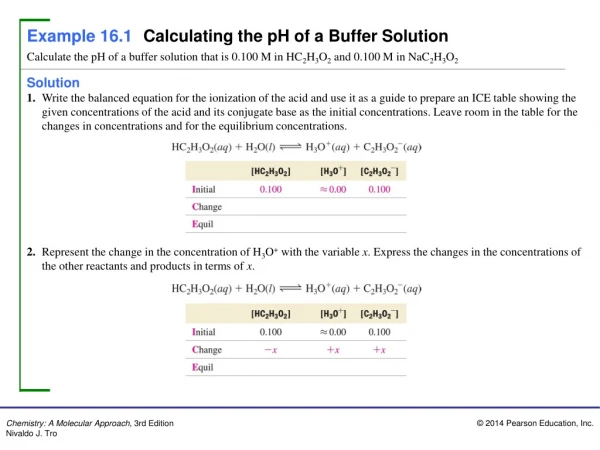 Example 16.1 Calculating the pH of a Buffer Solution