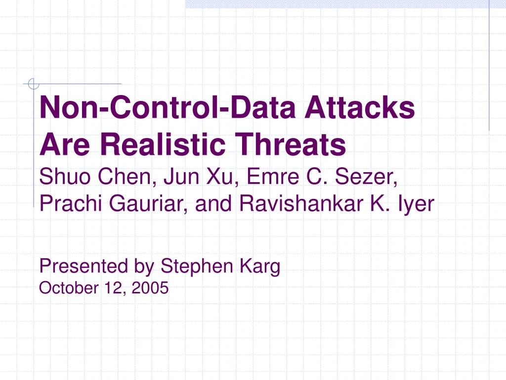 non control data attacks are realistic threats