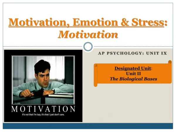 Motivation, Emotion &amp; Stress : Motivation