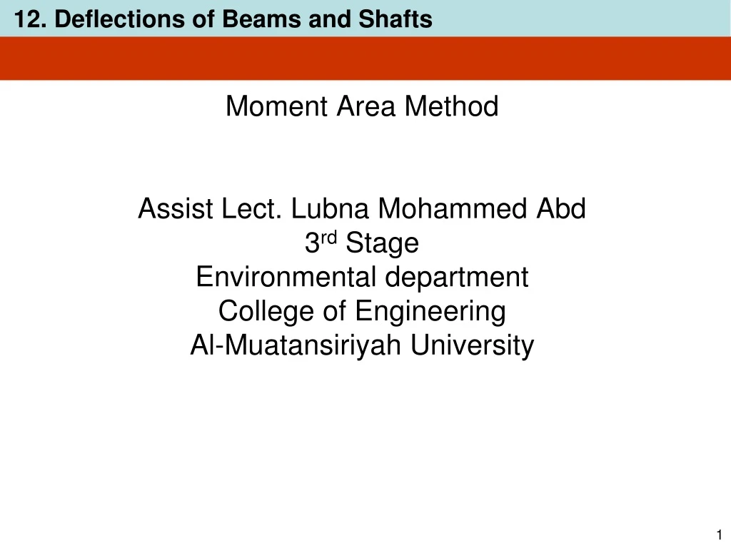 moment area method assist lect lubna mohammed