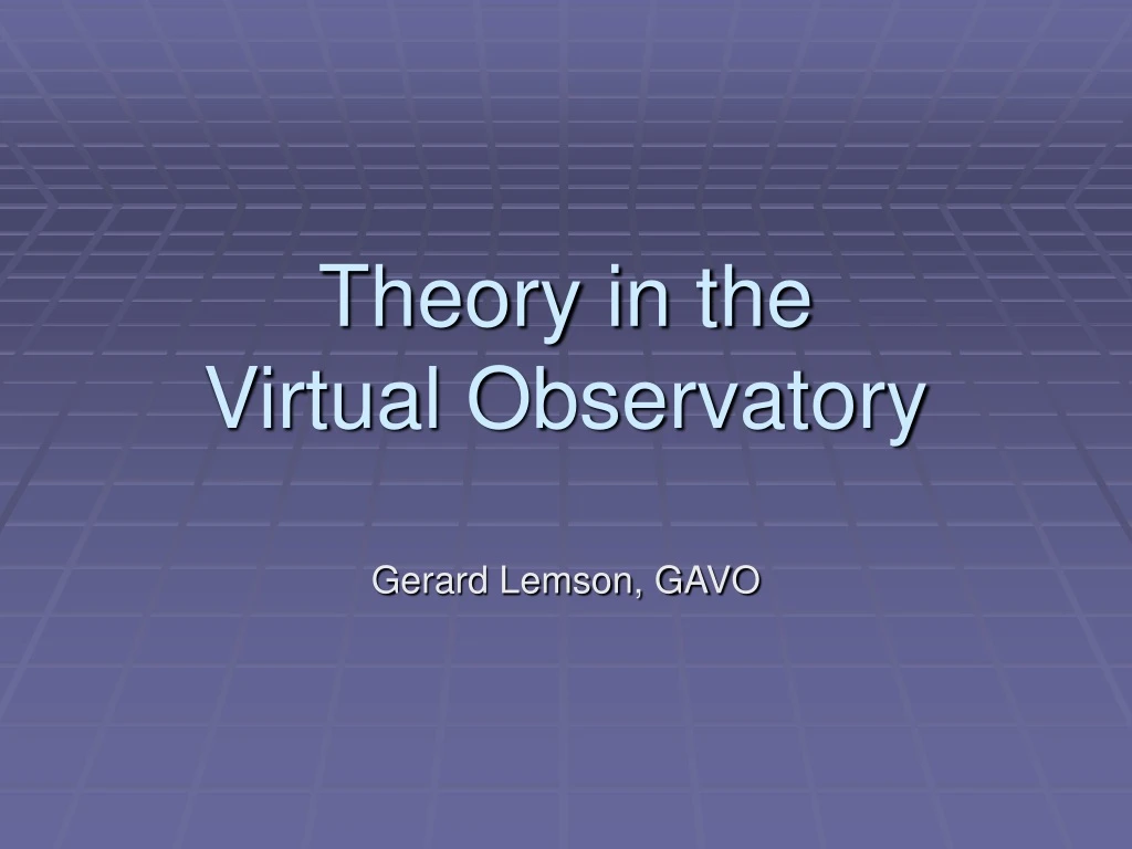 theory in the virtual observatory