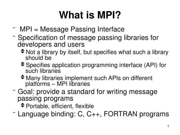 What is MPI?