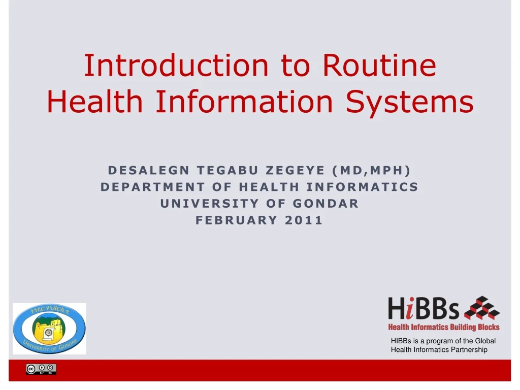 introduction to routine health information systems