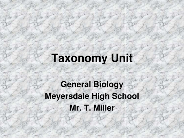 Taxonomy Unit