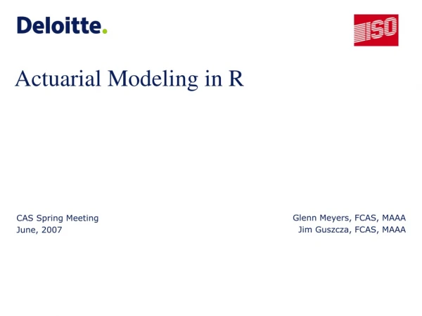 Actuarial Modeling in R