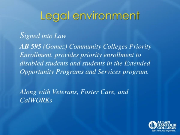 Legal environment