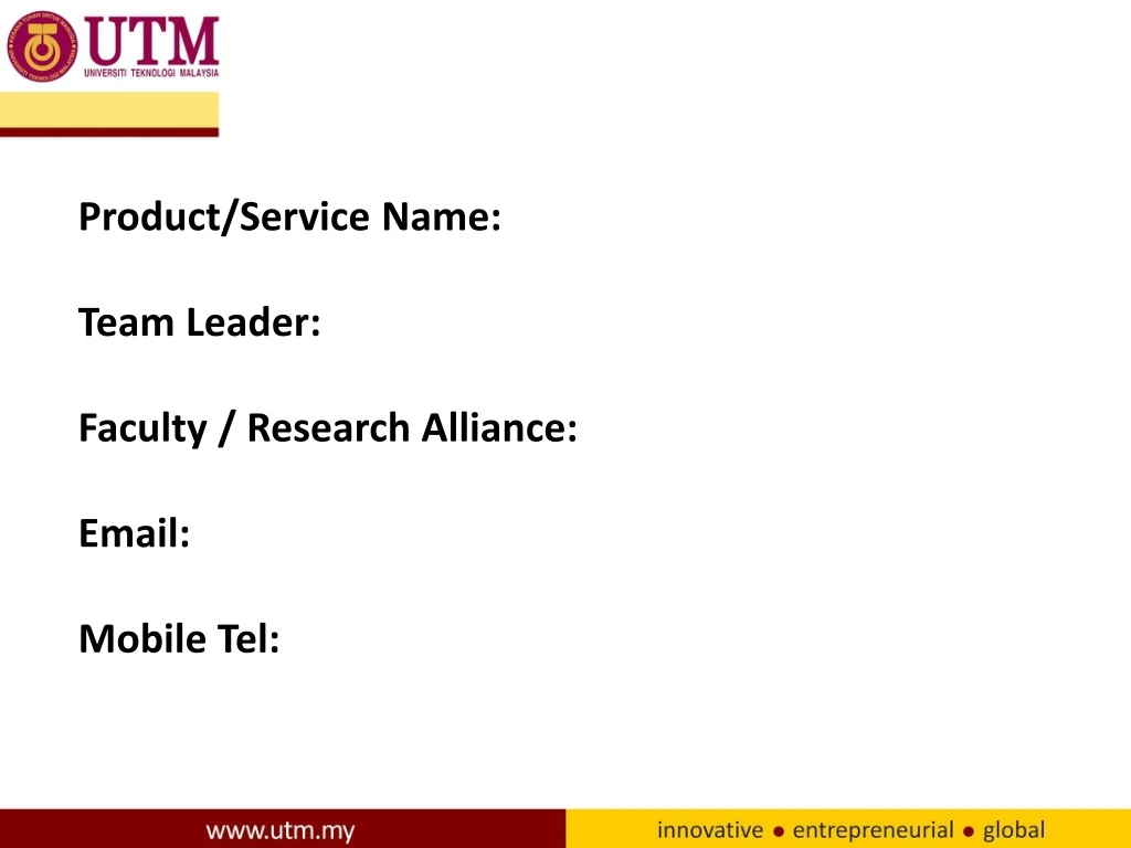 product service name team leader faculty research