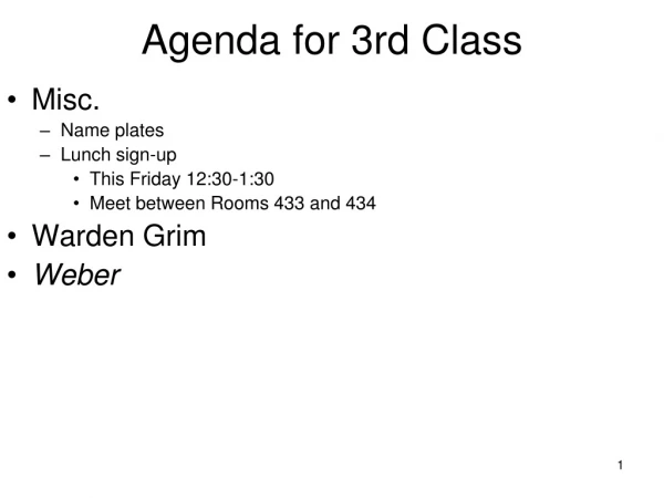 Agenda for 3rd Class