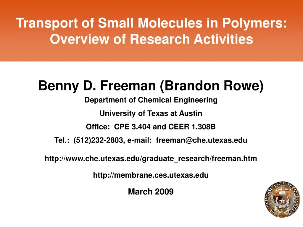 transport of small molecules in polymers overview
