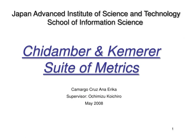 Chidamber &amp; Kemerer Suite of Metrics