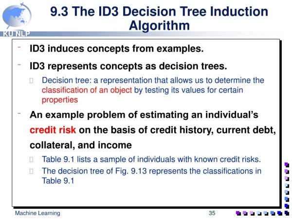 9.3 The ID3 Decision Tree Induction Algorithm