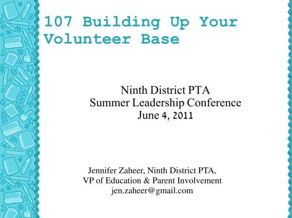 107 Building Up Your Volunteer Base