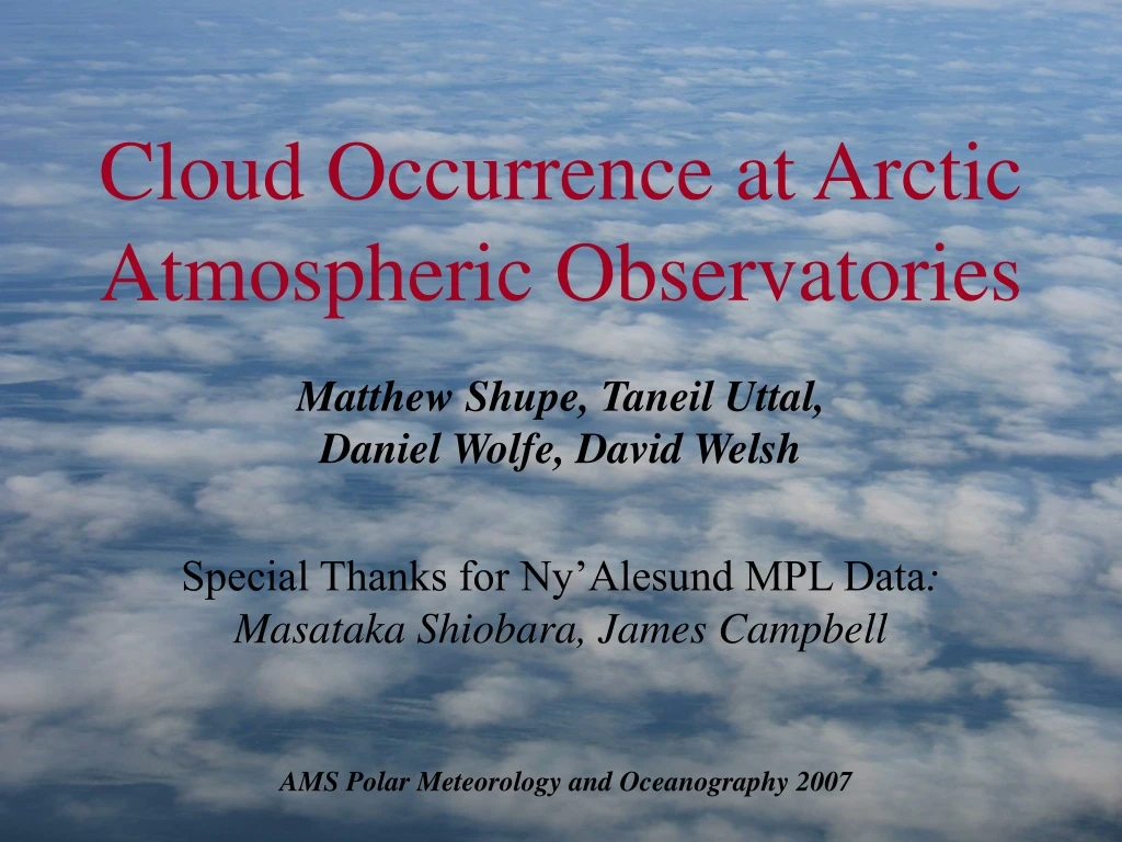 cloud occurrence at arctic atmospheric