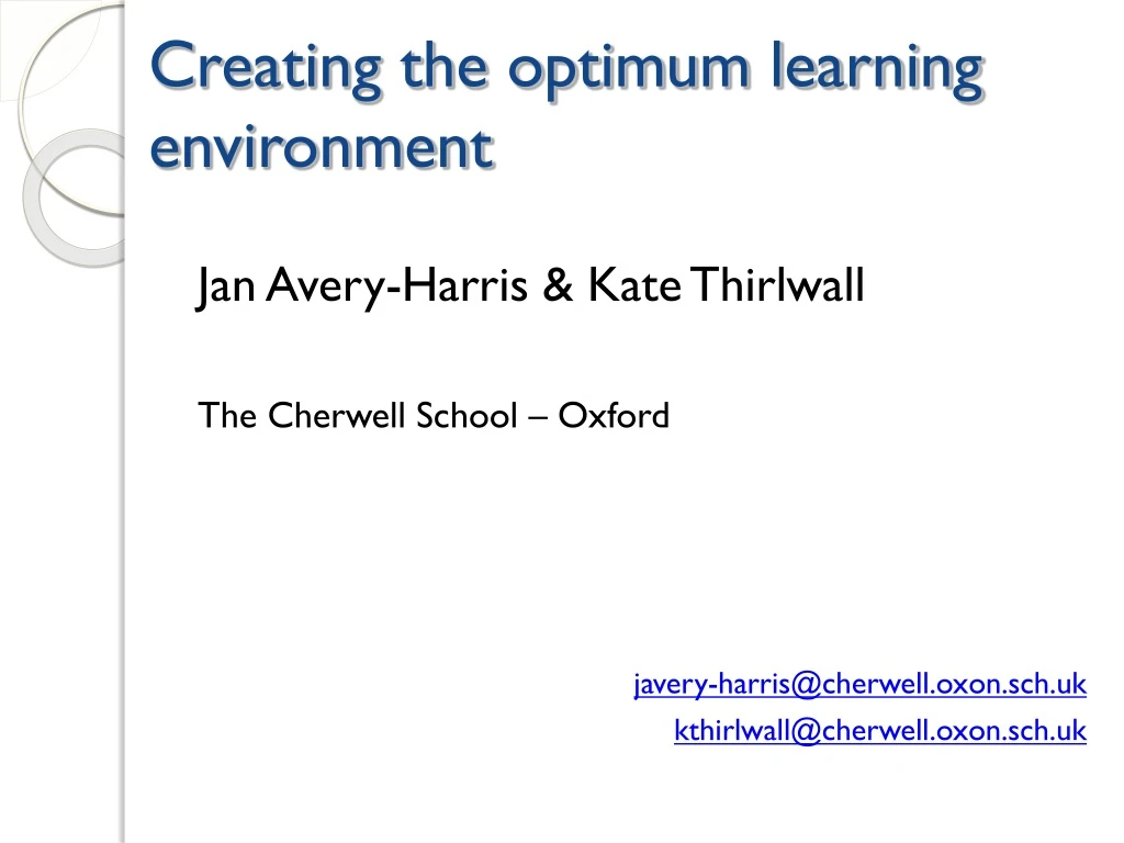 creating the optimum learning environment