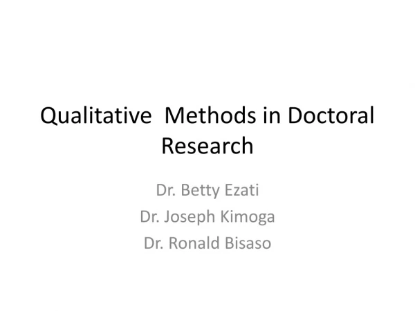 Qualitative  Methods in Doctoral Research