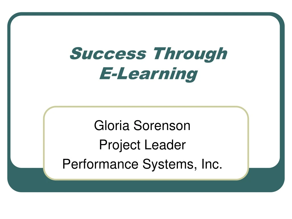 success through e learning