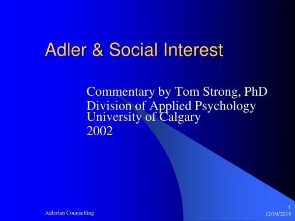 Adler &amp; Social Interest