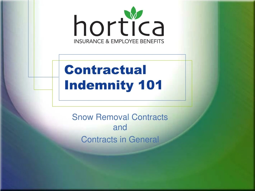 contractual indemnity 101