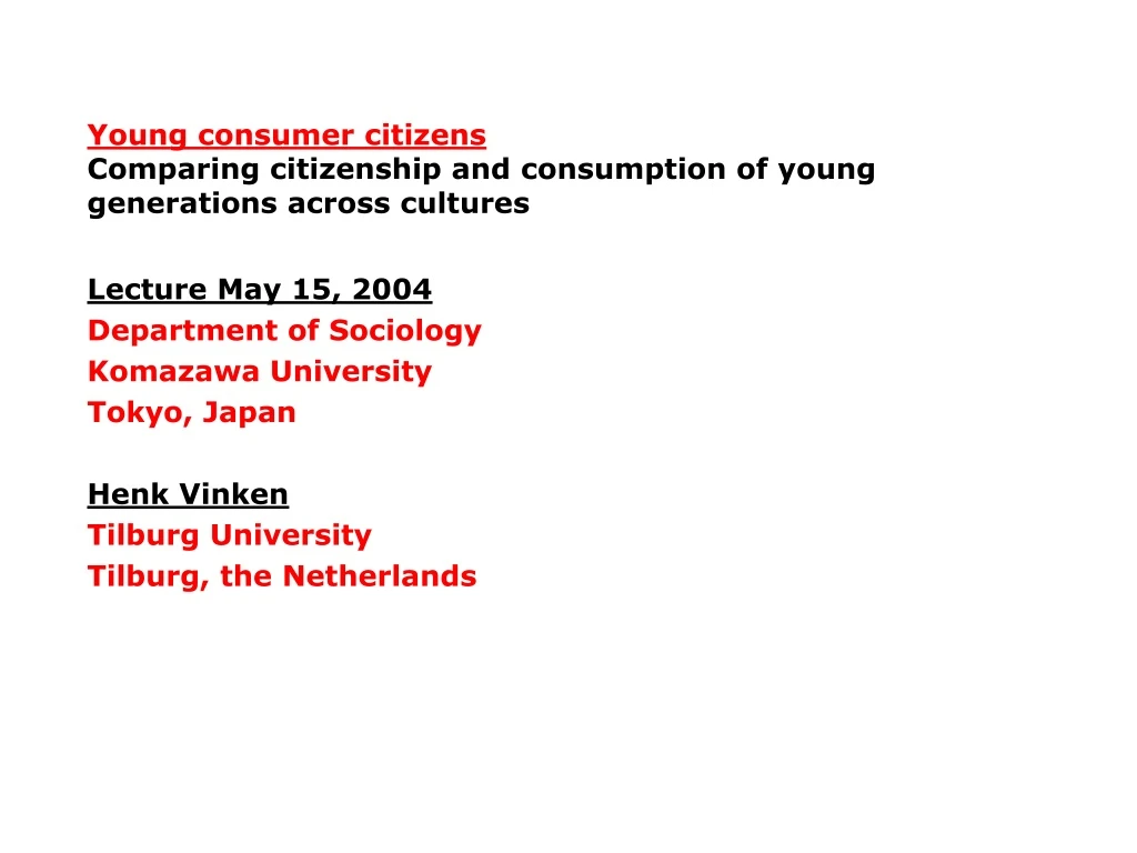 young consumer citizens comparing citizenship and consumption of young generations across cultures