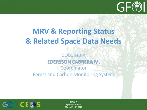 MRV &amp; Reporting Status &amp; Related Space Data Needs