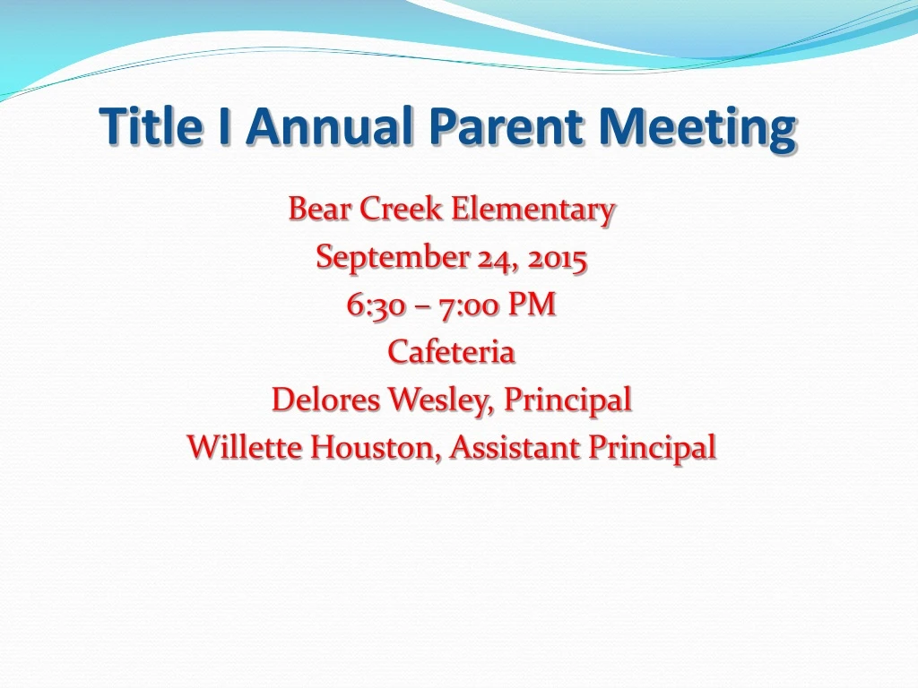 title i annual parent meeting