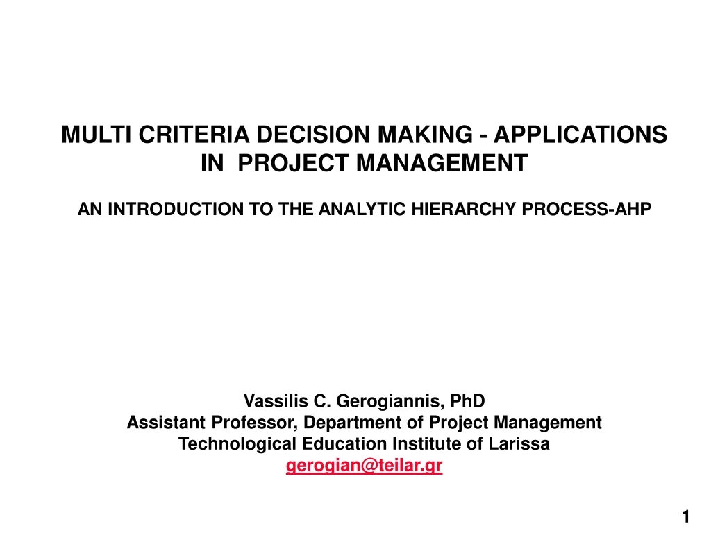 multi criteria decision making applications