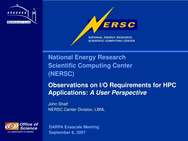 National Energy Research  Scientific Computing Center  (NERSC)