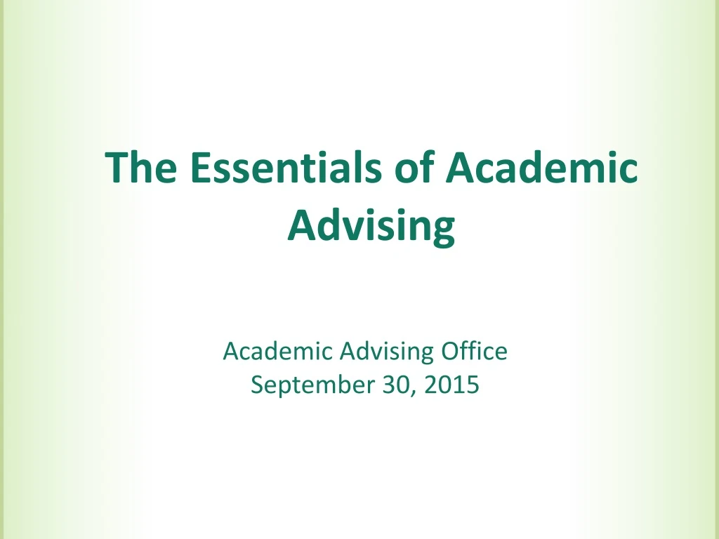 the essentials of academic advising