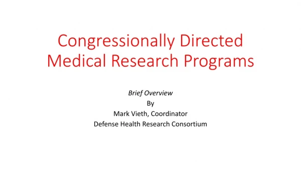 Congressionally Directed Medical Research Programs